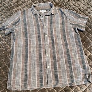 American Eagle Outfitters Men's Striped Shirt - Brown and Gray
